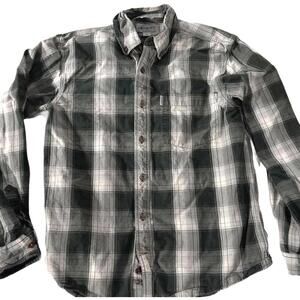 Carhartt Relaxed Fit Men's Medium Long Sleeve Shirt Pine Green Button-up Cotton